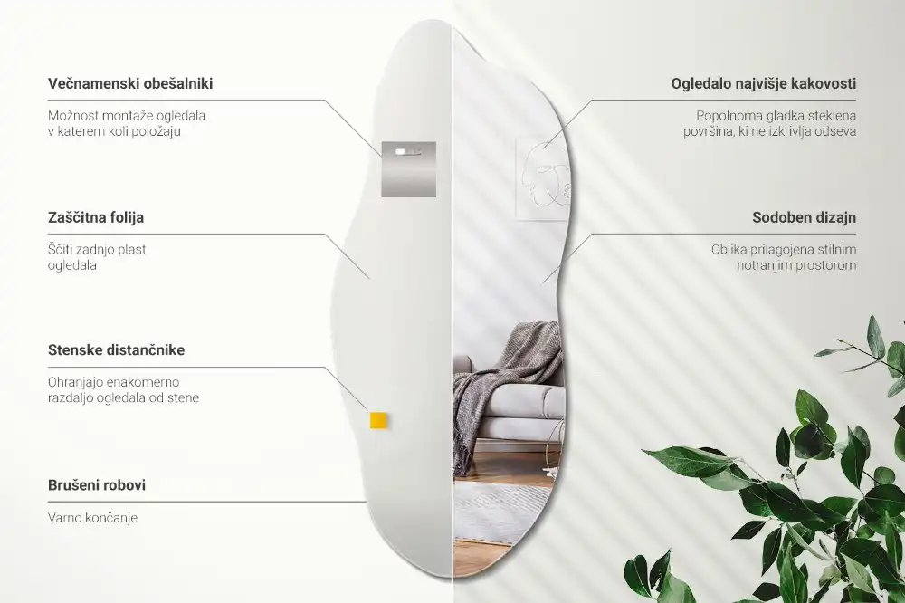 Ogledalo organske oblike privlačen dodatek