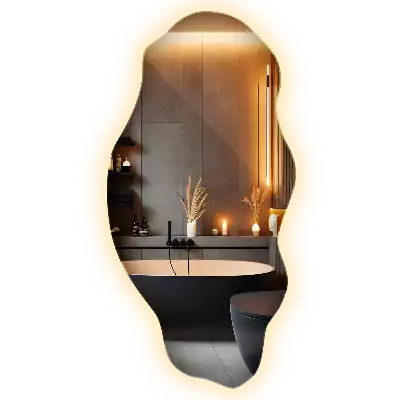 Asimetrično ogledalo z led osvetlitvijo v obliki madeža