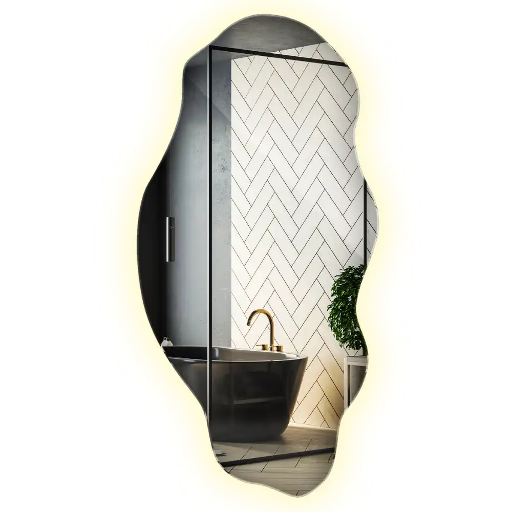 Asimetrično ogledalo z led osvetlitvijo v obliki madeža