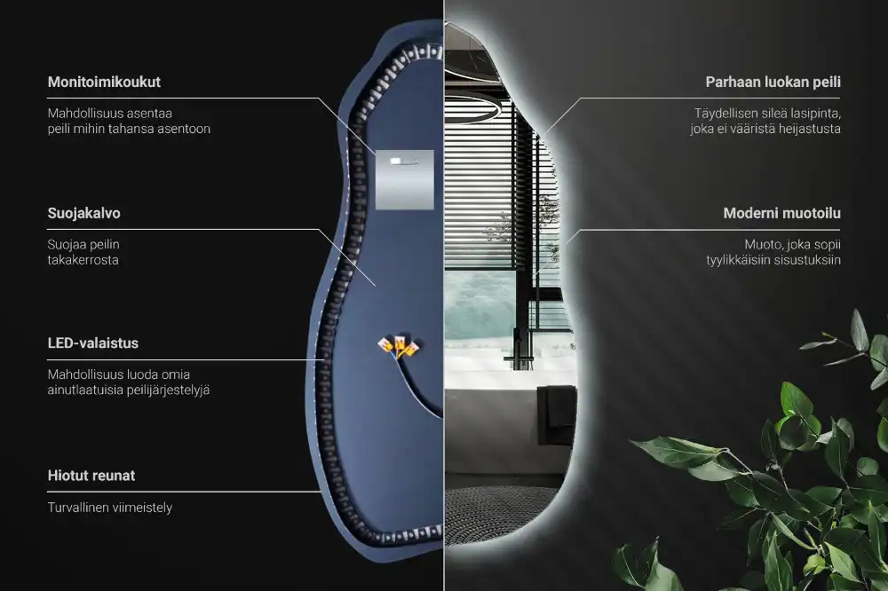 Stilsko nepravilno ogledalo z LED osvetlitvijo