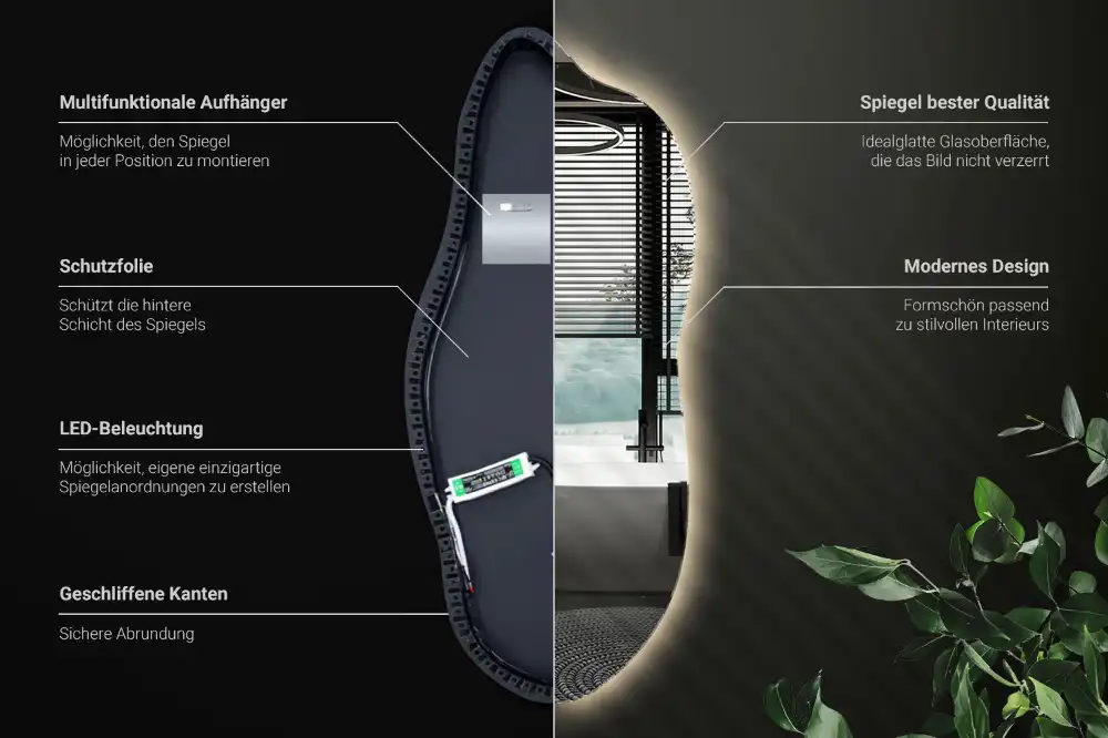 Subtilno ogledalo z led osvetlitvijo