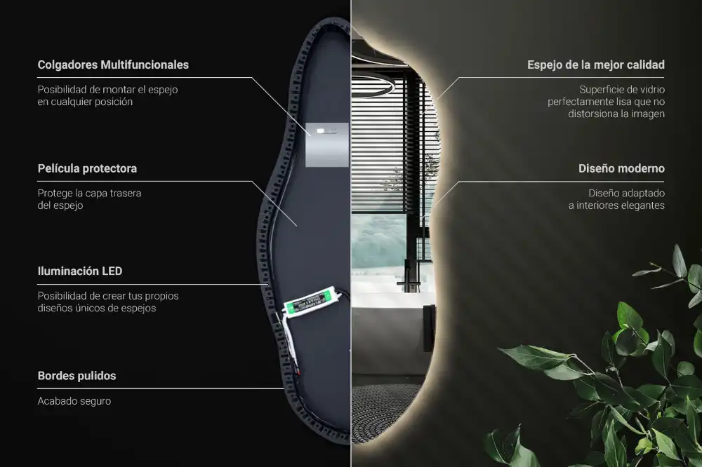 Subtilno ogledalo z led osvetlitvijo