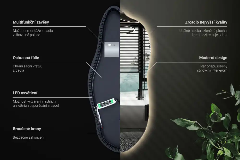 Subtilno ogledalo z led osvetlitvijo