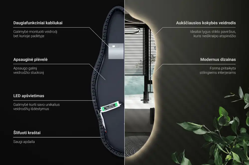 Subtilno ogledalo z led osvetlitvijo