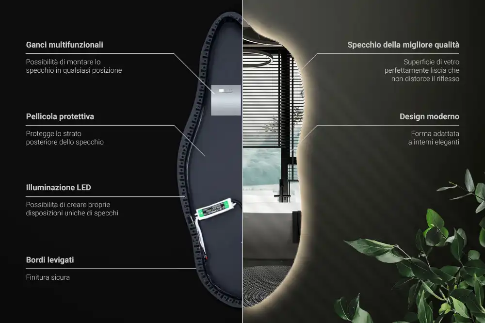 Subtilno ogledalo z led osvetlitvijo