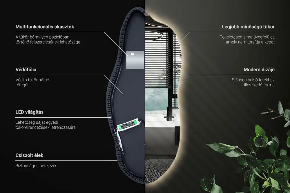 Subtilno ogledalo z led osvetlitvijo