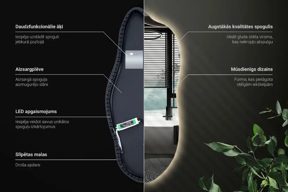 Subtilno ogledalo z led osvetlitvijo