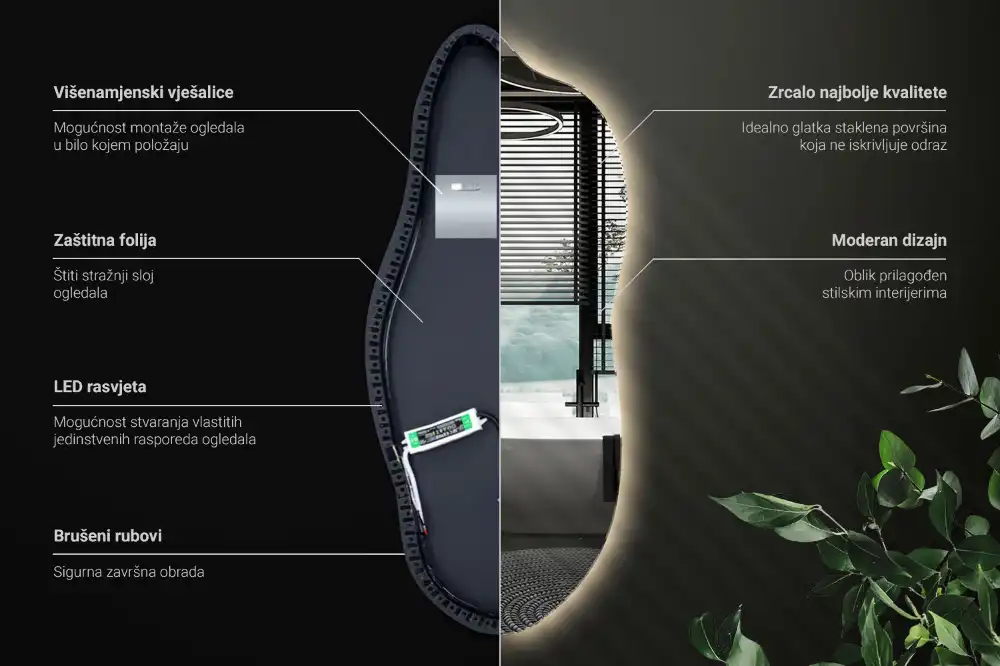 Subtilno ogledalo z led osvetlitvijo