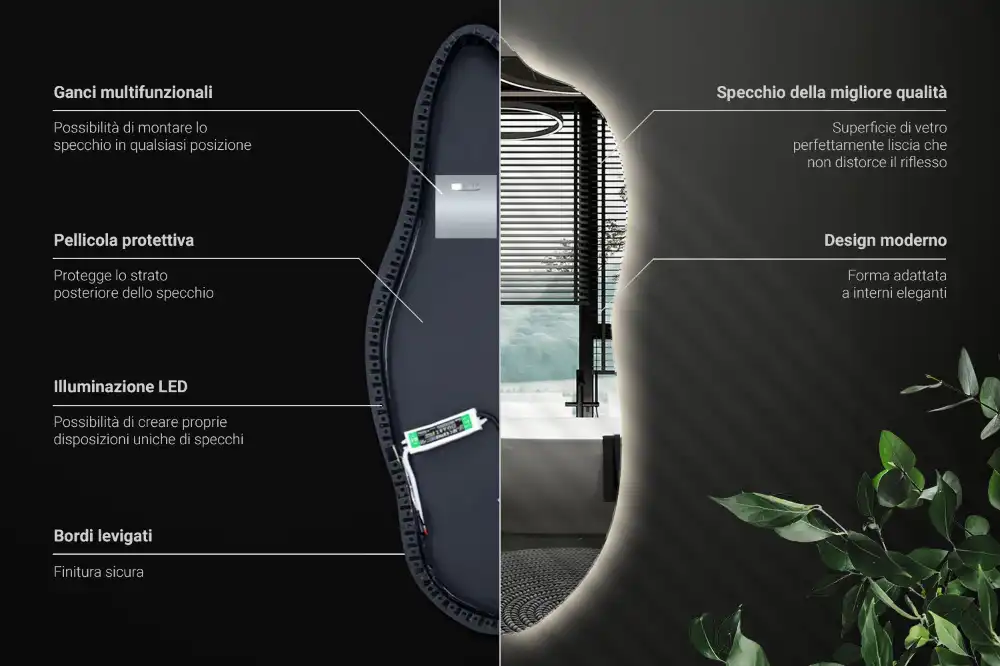 Subtilno ogledalo z led osvetlitvijo