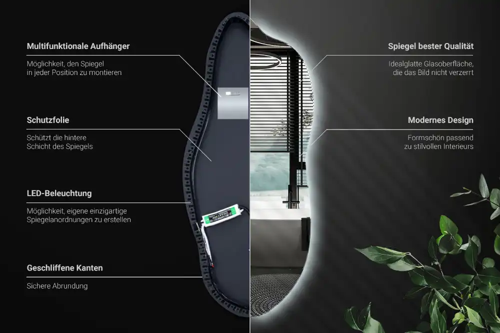 Subtilno ogledalo z led osvetlitvijo