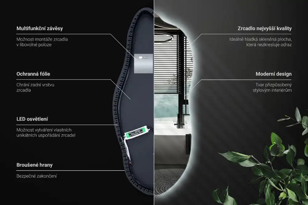 Subtilno ogledalo z led osvetlitvijo