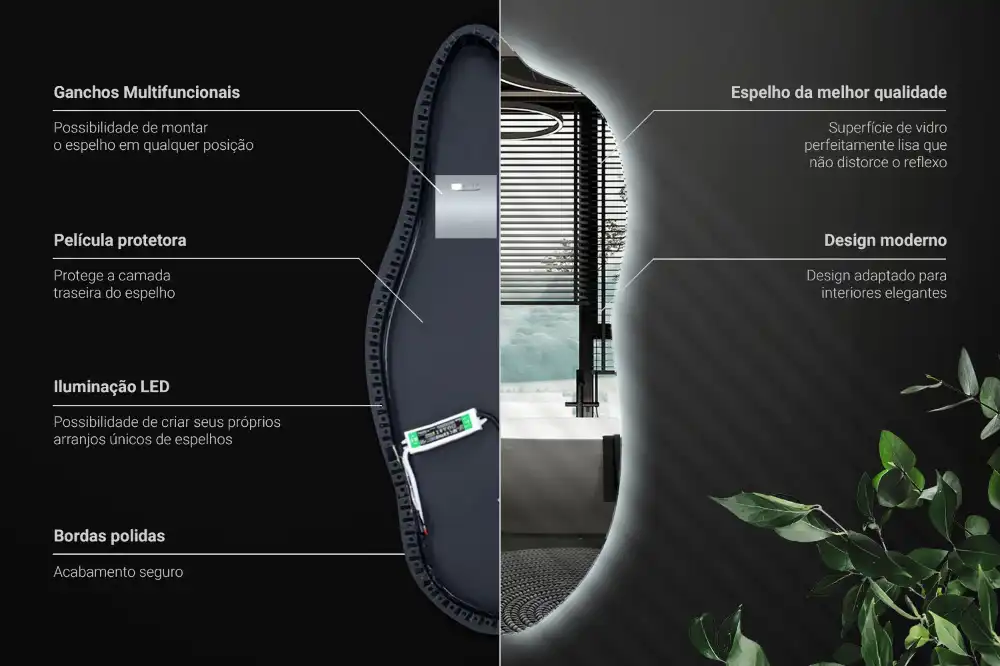 Subtilno ogledalo z led osvetlitvijo