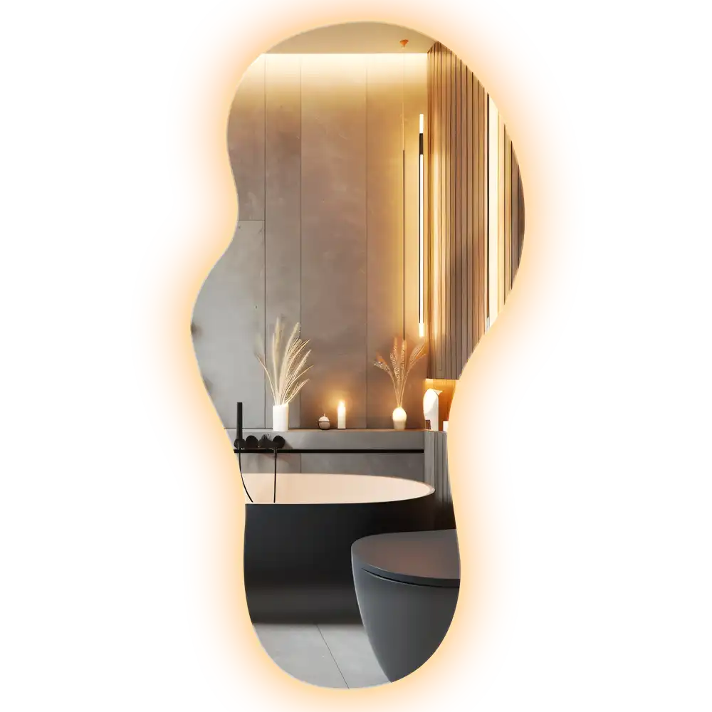 Elegantno organsko stensko ogledalo z LED osvetlitvijo
