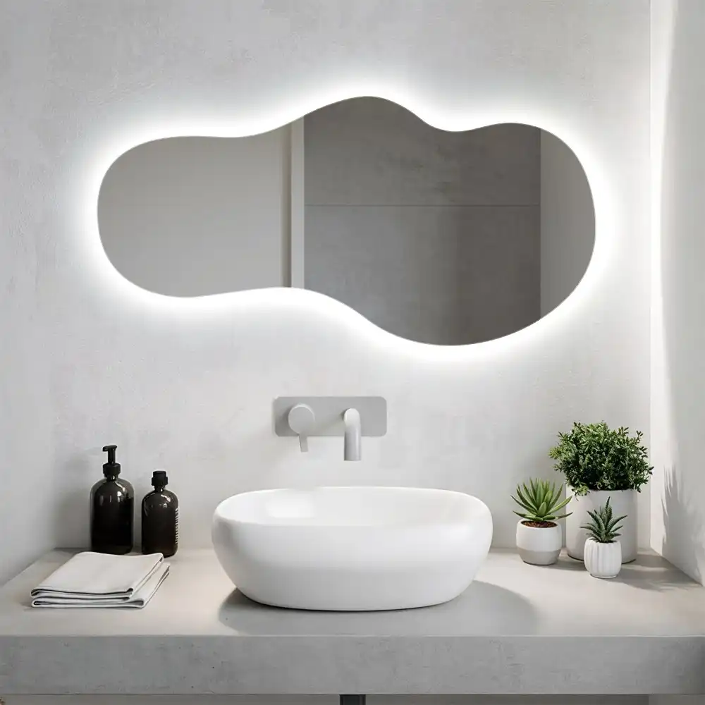 Elegantno organsko stensko ogledalo z LED osvetlitvijo