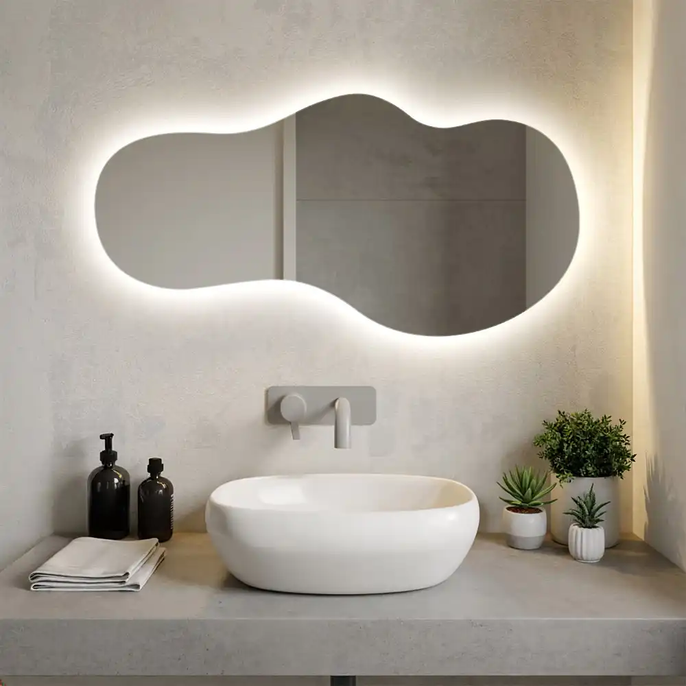 Elegantno organsko stensko ogledalo z LED osvetlitvijo