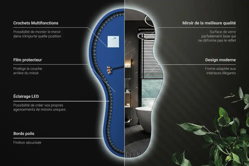 Elegantno organsko stensko ogledalo z LED osvetlitvijo