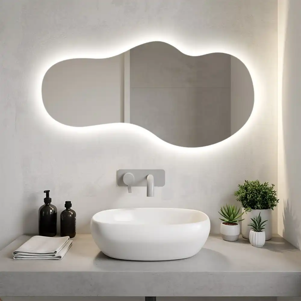 Elegantno organsko stensko ogledalo z LED osvetlitvijo