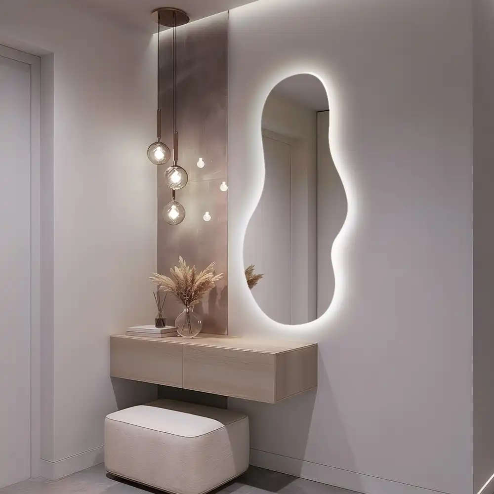 Elegantno organsko stensko ogledalo z LED osvetlitvijo