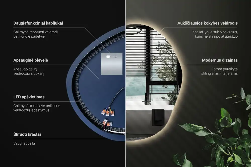 Ogledalo v obliki oblaka z LED osvetlitvijo