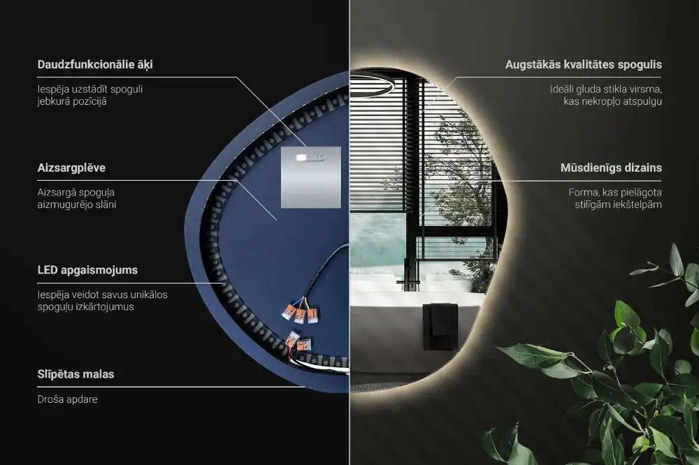 Ogledalo v obliki oblaka z LED osvetlitvijo