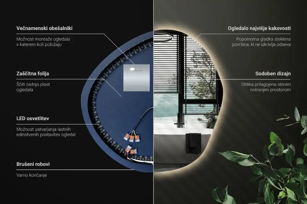 Ogledalo v obliki oblaka z LED osvetlitvijo