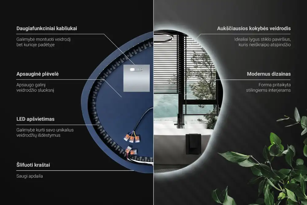 Ogledalo v obliki oblaka z LED osvetlitvijo
