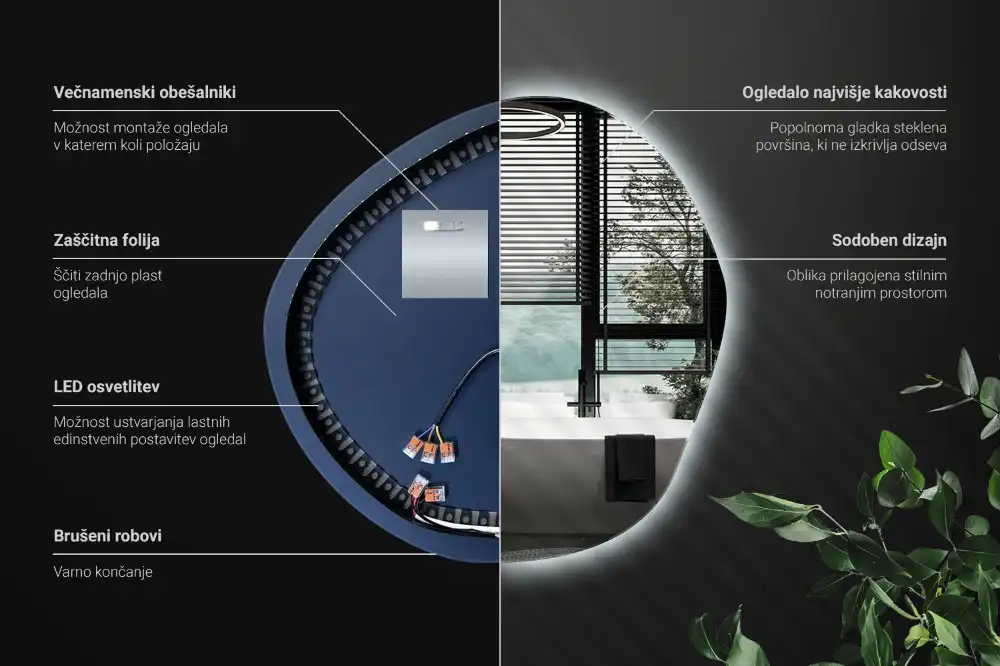 Ogledalo v obliki oblaka z LED osvetlitvijo
