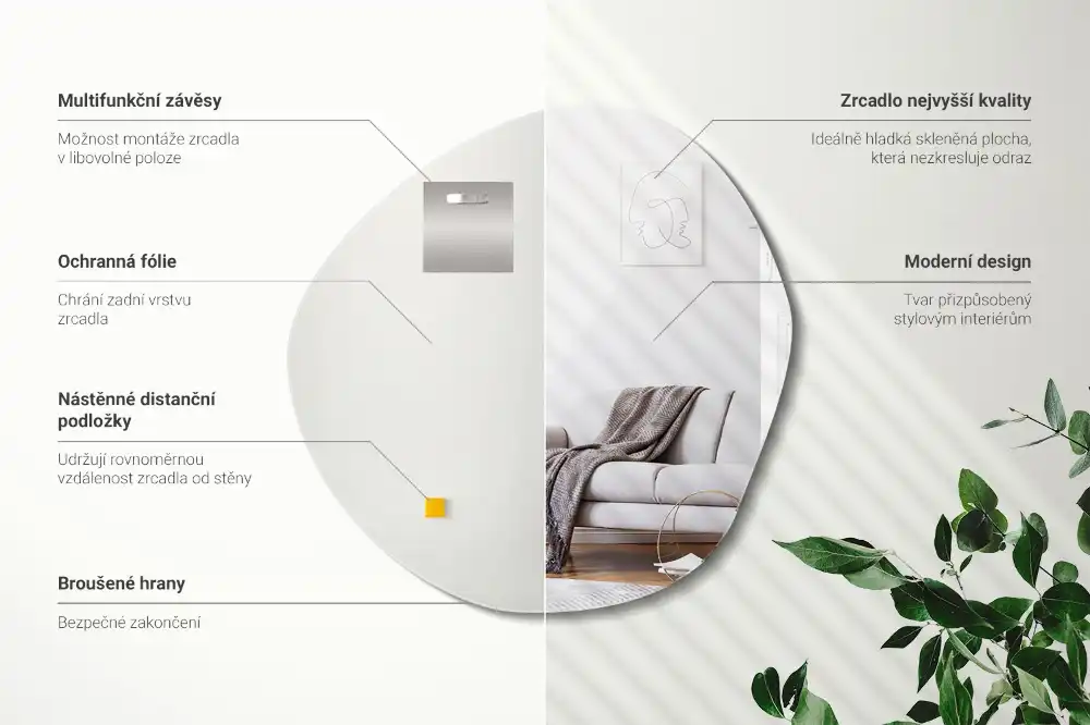 Dekorativno ogledalo v obliki oblačka