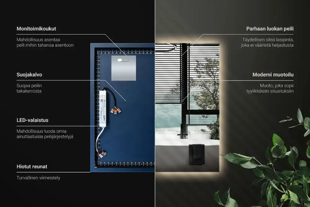 Kvadratno ogledalo z LED osvetlitvijo