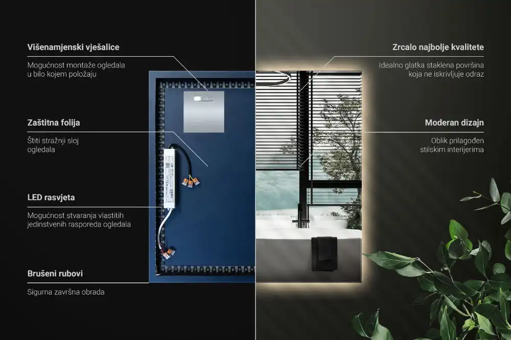 Kvadratno ogledalo z LED osvetlitvijo