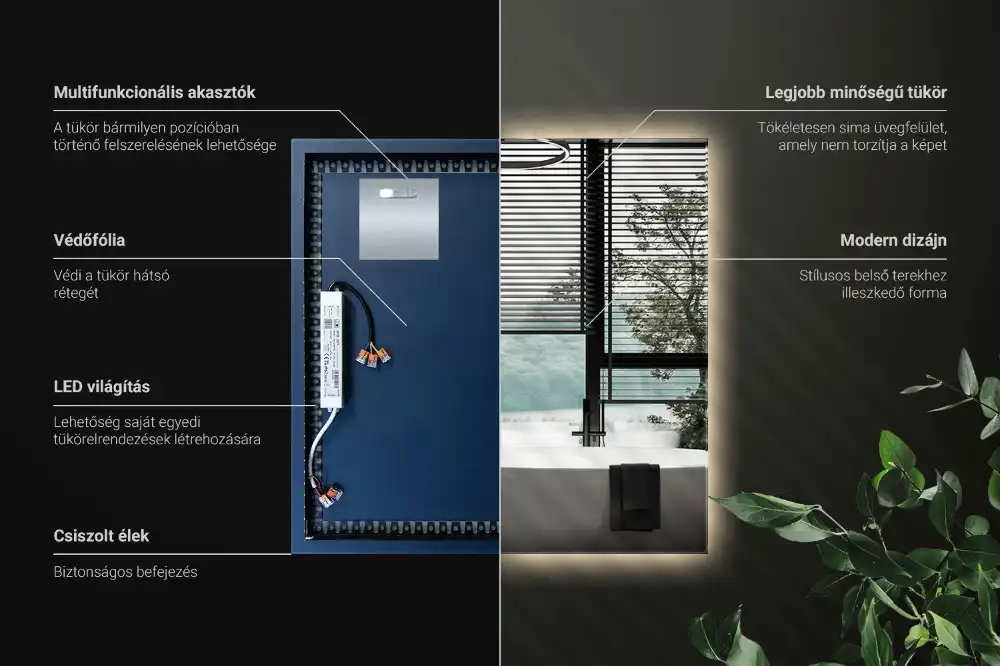 Kvadratno ogledalo z LED osvetlitvijo