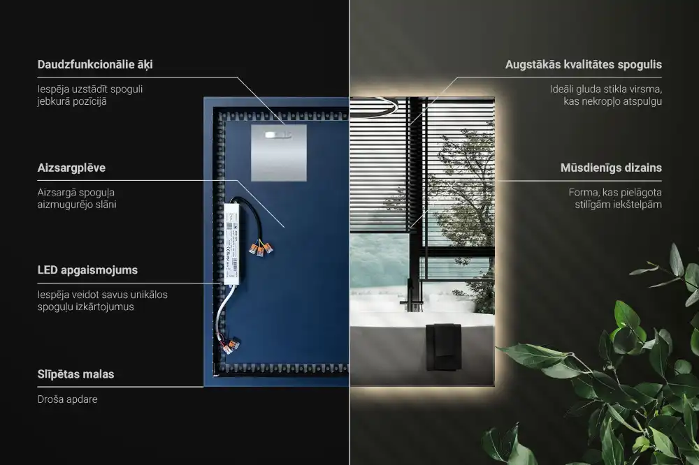 Kvadratno ogledalo z LED osvetlitvijo