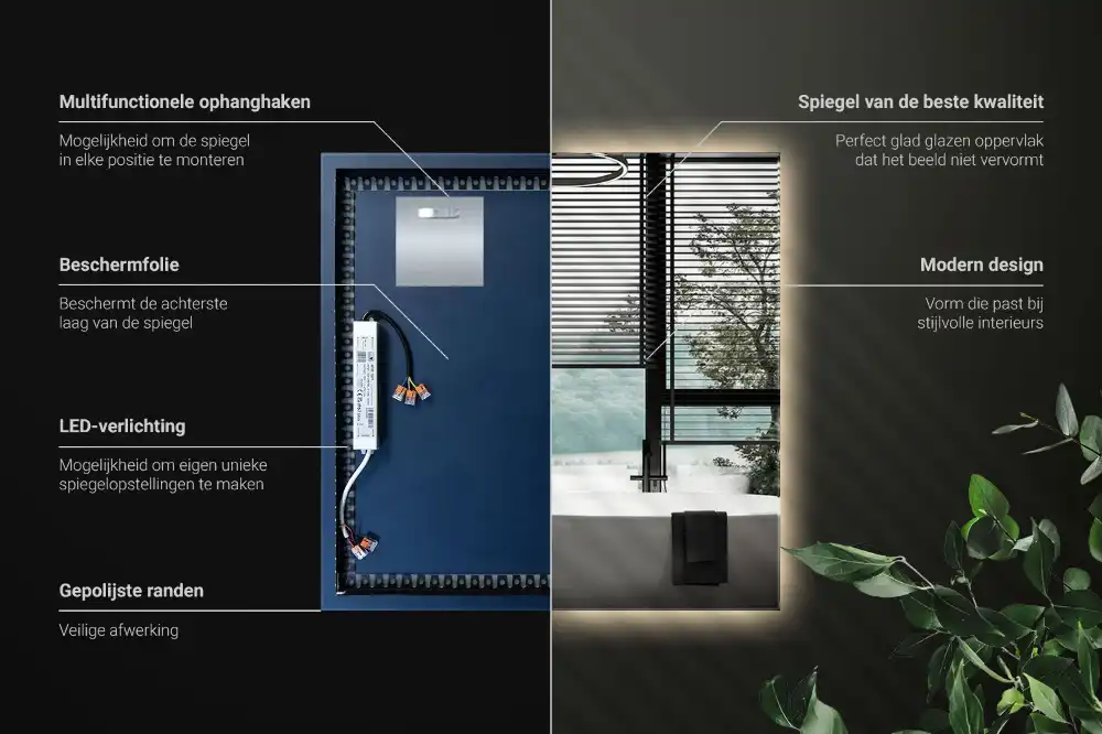 Kvadratno ogledalo z LED osvetlitvijo