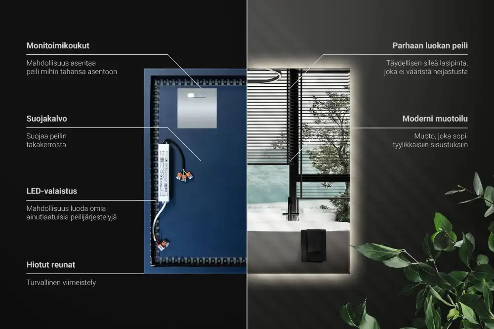 Kvadratno ogledalo z LED osvetlitvijo