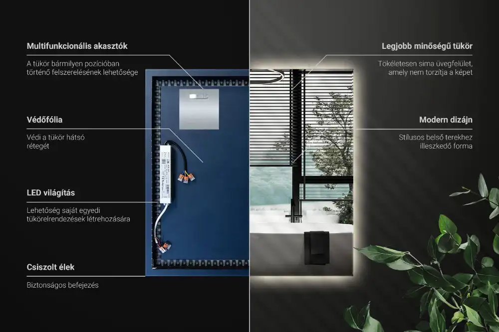 Kvadratno ogledalo z LED osvetlitvijo