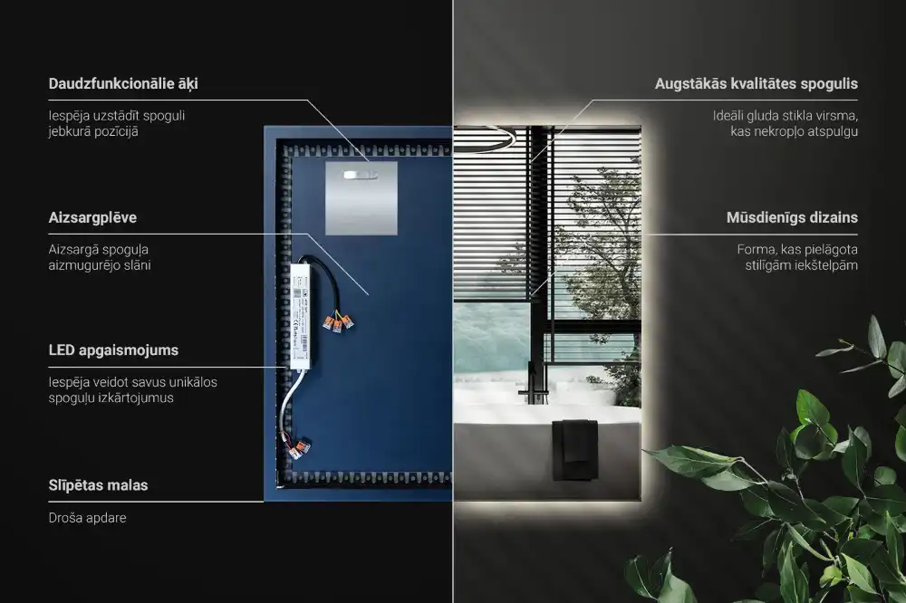 Kvadratno ogledalo z LED osvetlitvijo