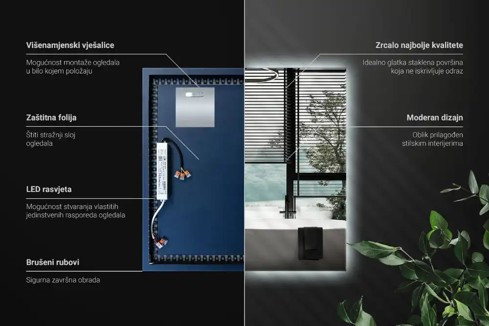 Kvadratno ogledalo z LED osvetlitvijo