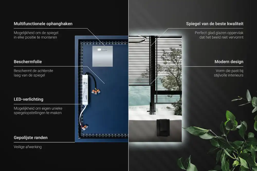 Kvadratno ogledalo z LED osvetlitvijo