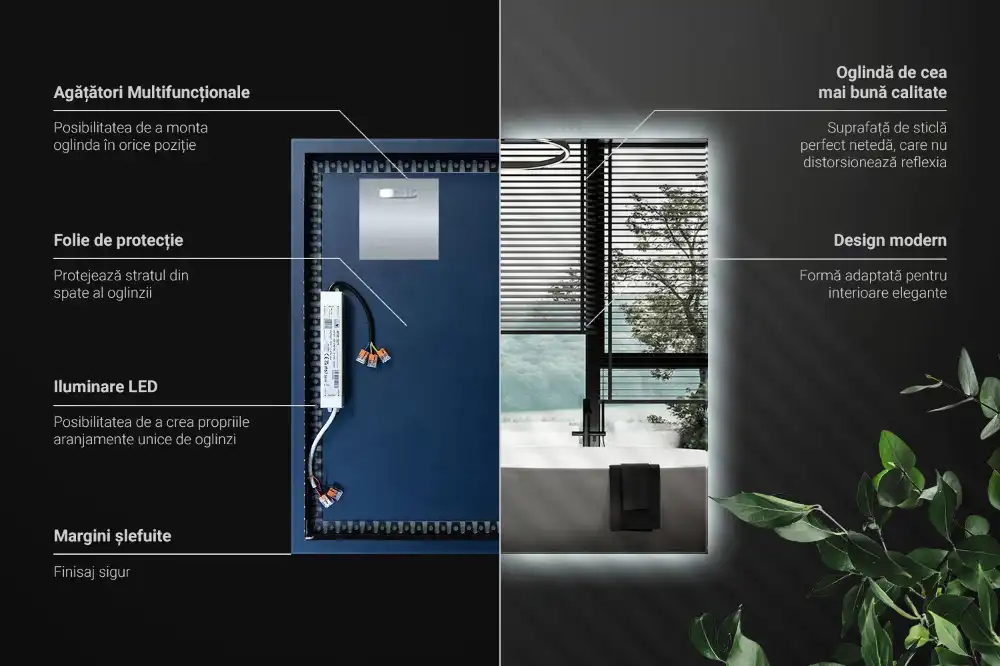 Kvadratno ogledalo z LED osvetlitvijo