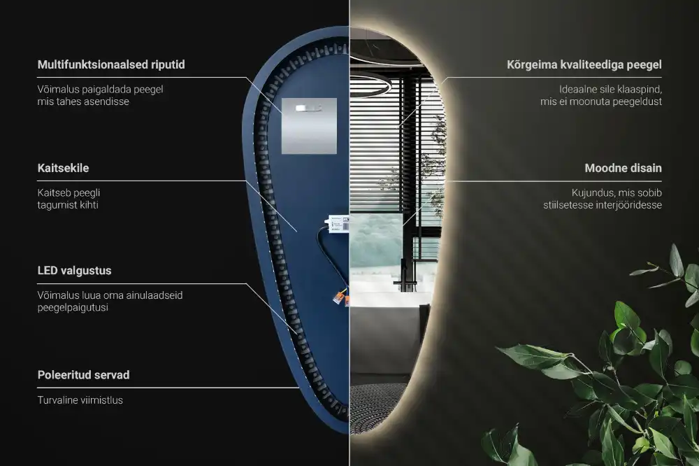 LED ogledalo v obliki kapljice