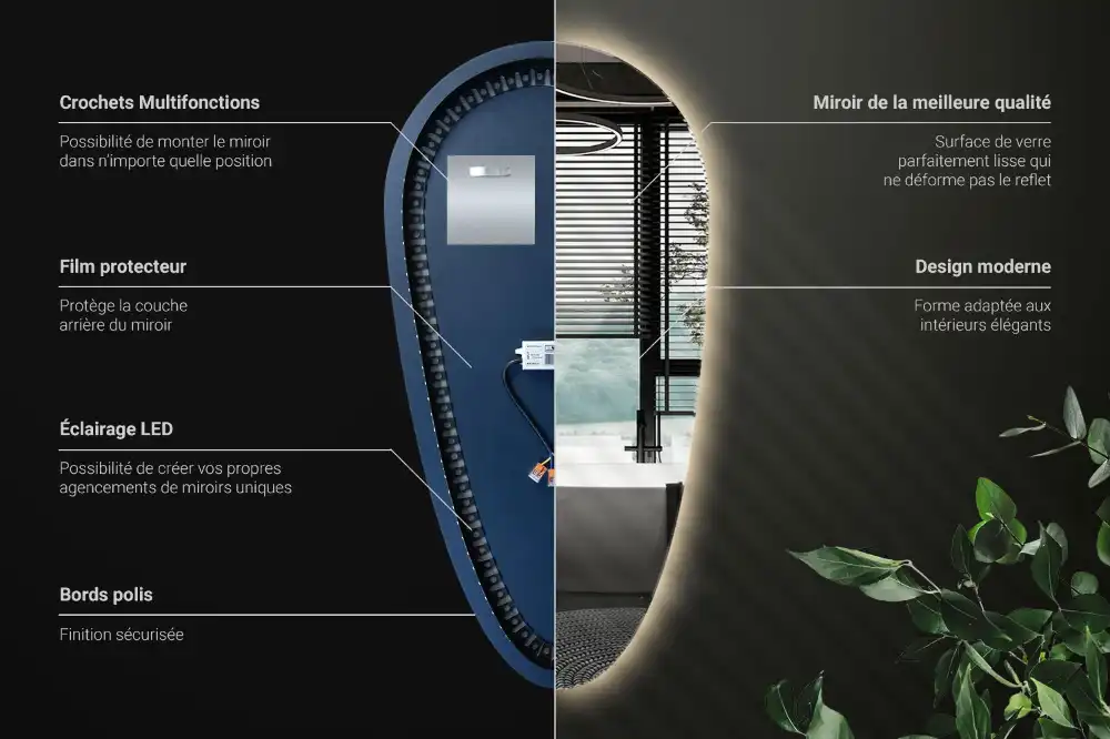 LED ogledalo v obliki kapljice