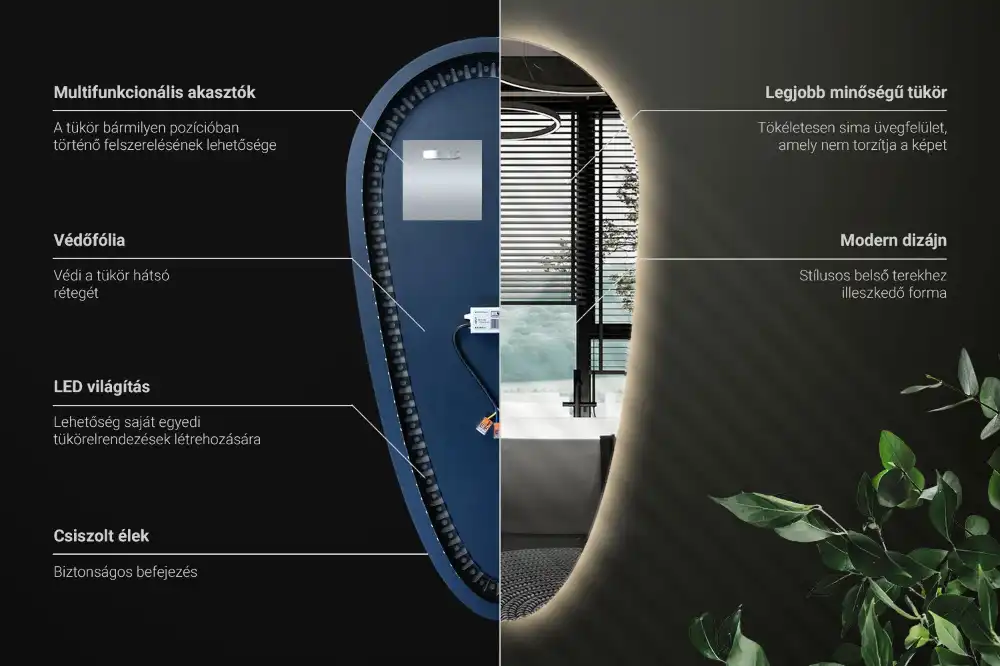 LED ogledalo v obliki kapljice