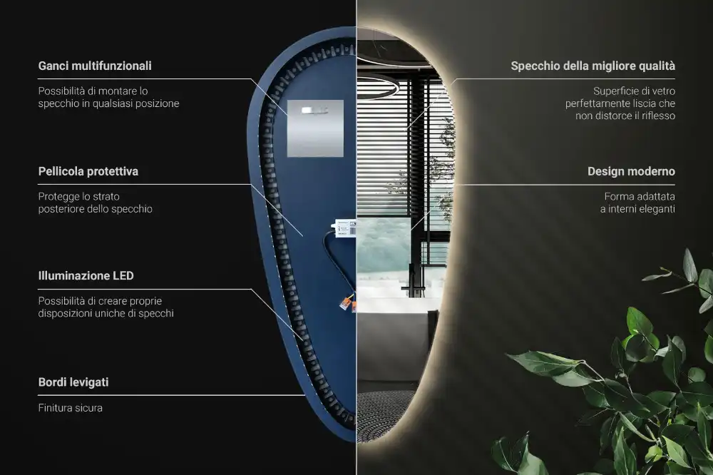 LED ogledalo v obliki kapljice