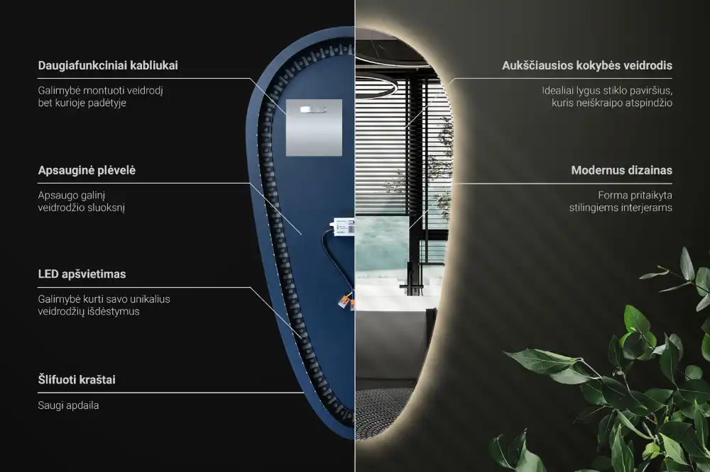 LED ogledalo v obliki kapljice