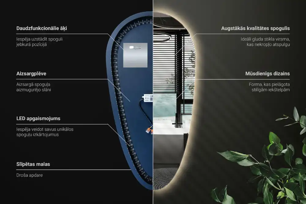 LED ogledalo v obliki kapljice