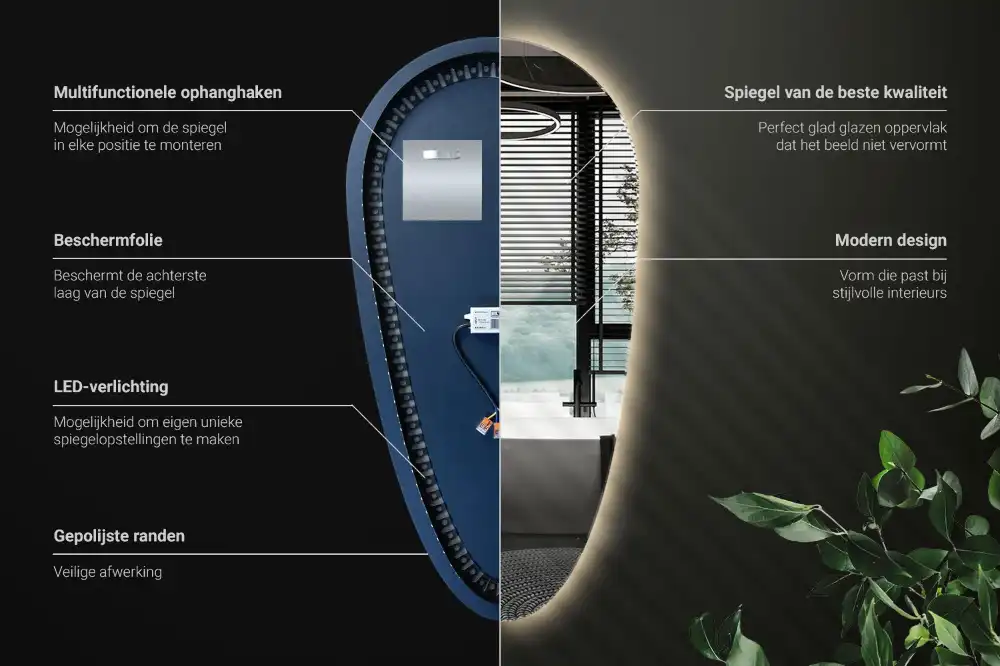 LED ogledalo v obliki kapljice