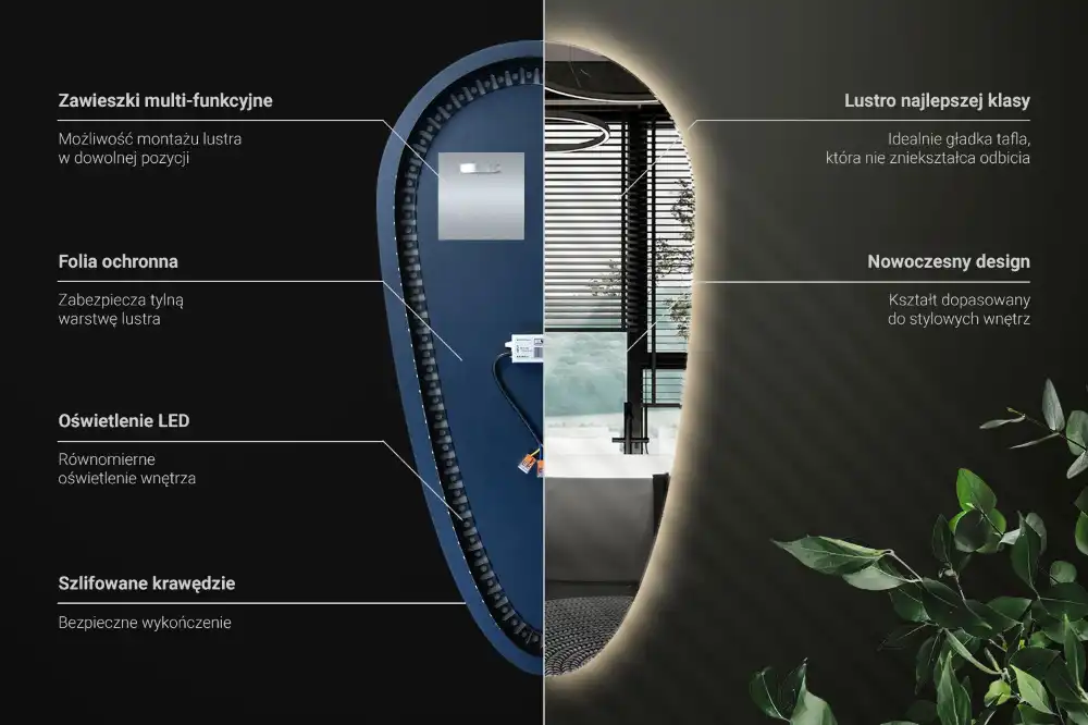 LED ogledalo v obliki kapljice