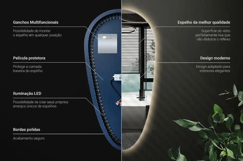 LED ogledalo v obliki kapljice