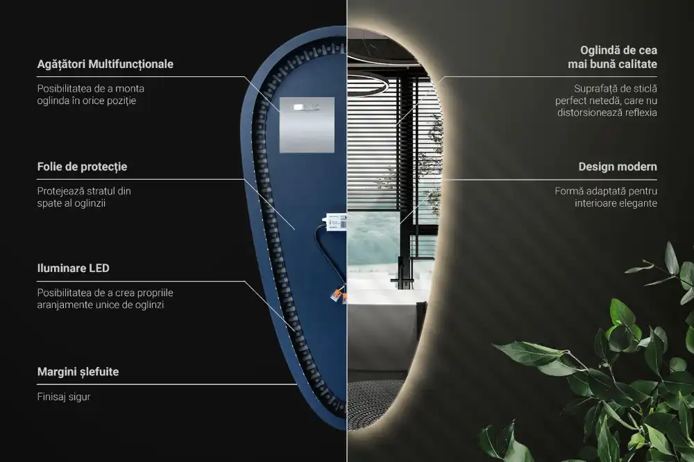 LED ogledalo v obliki kapljice