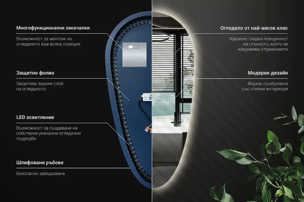 LED ogledalo v obliki kapljice